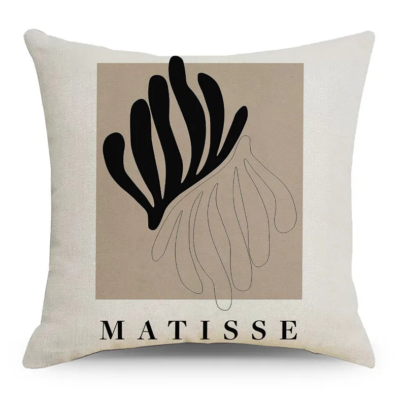 Nordic Abstract Linen Pillow Case Black White Ins Style Afralia™ Home Decor Cover