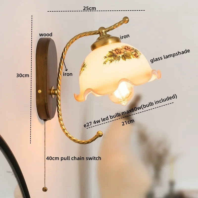 Afralia™ Iron Glass LED Wall Lights Modern Bedside Lamp 4w Bulb for Bathroom Bedroom Living Room