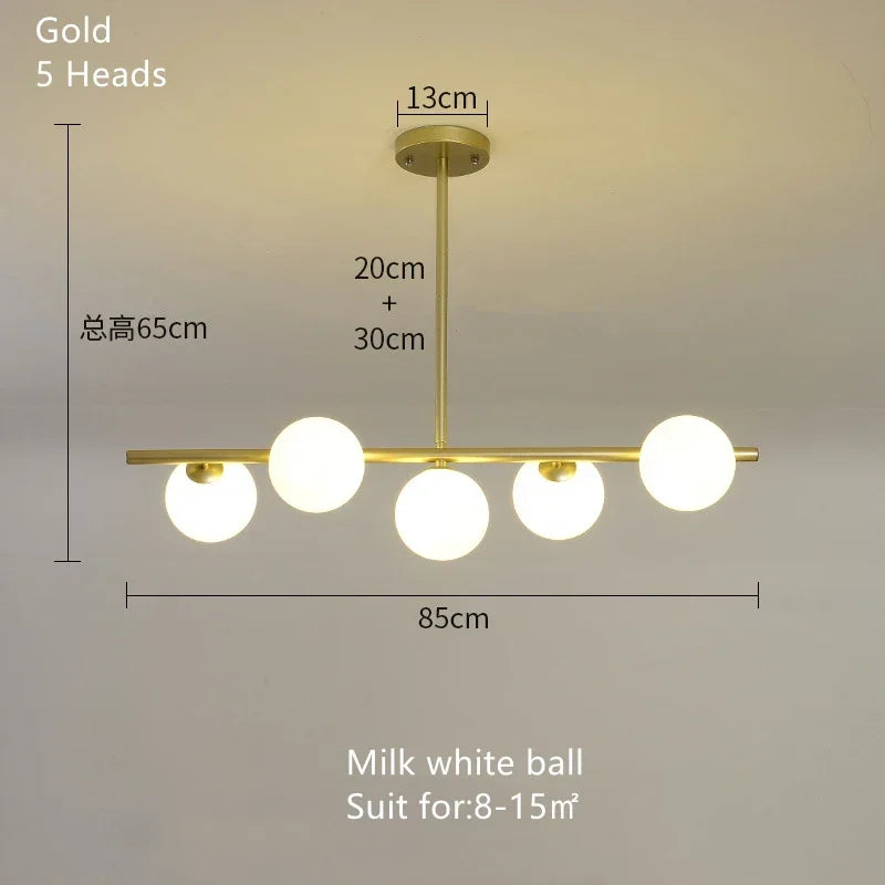 Afralia™ Glass Ball Chandelier - Modern LED Pendant Lamp for Home Decor
