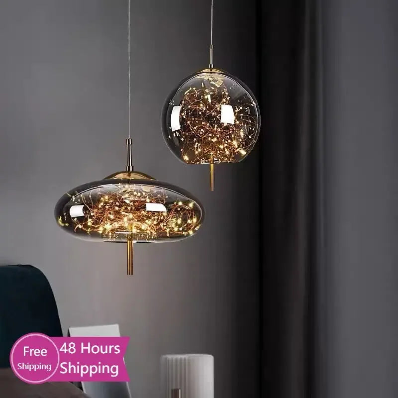 Afralia™ Glass Pendant Lights: Modern LED Ceiling Chandelier for Bedroom & Bathroom