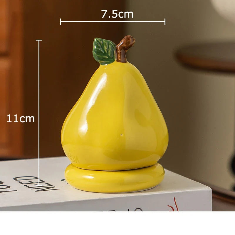 Afralia™ Strawberry Ceramic Toothpick & Swab Holder: Fruits Shape Desktop Organizer & Storage Jar