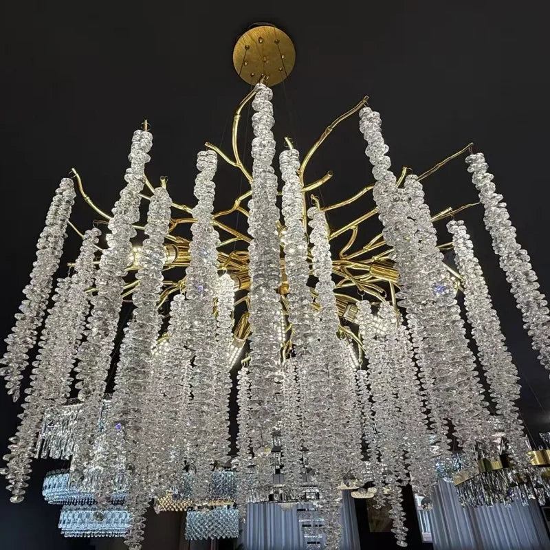 Afralia™ Gold Branch Crystal Chandelier LED for Bedroom Living Dining Room