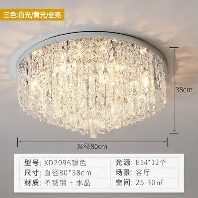 Afralia™ Modern Gold/Chrome Steel Chandelier with K9 Crystals