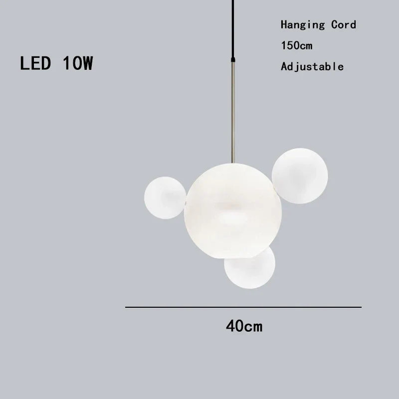 Afralia™ Round LED Glass Pendant Light, Modern White Bubble Lampshade for Home Ceiling Decor