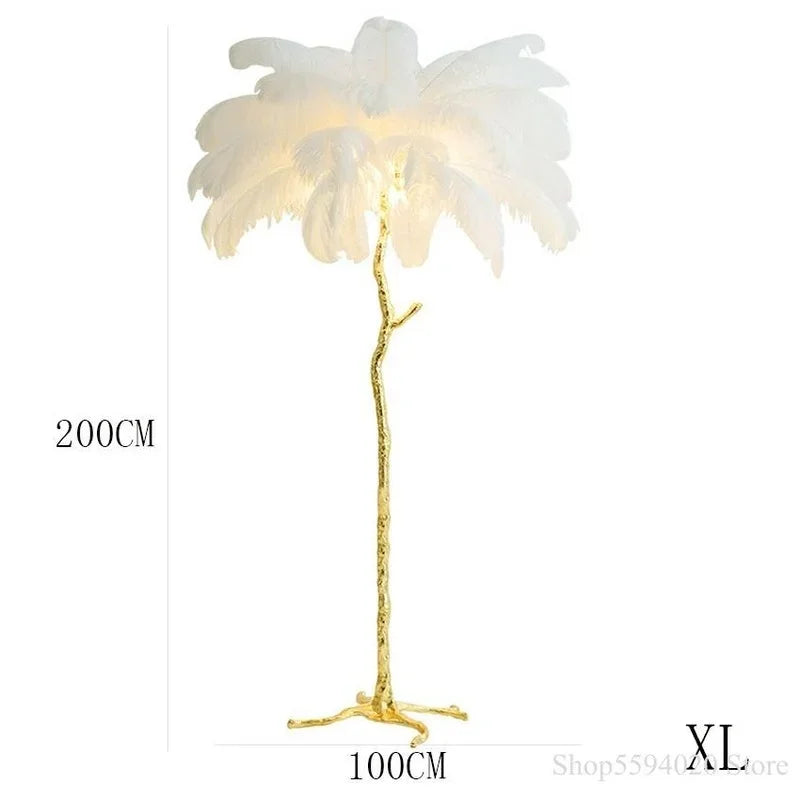 Afralia™ Copper Resin Ostrich Feather Floor Lamp Stand Light - Modern Interior Decor