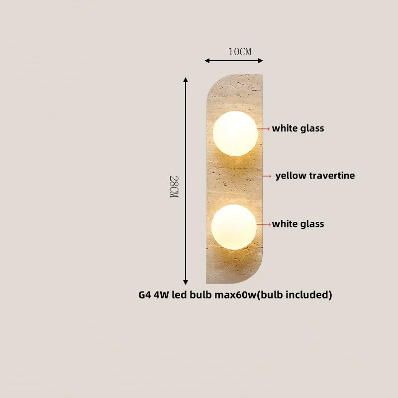 Afralia™ Yellow Travertine Stone LED Wall Sconce - Modern Nordic Design
