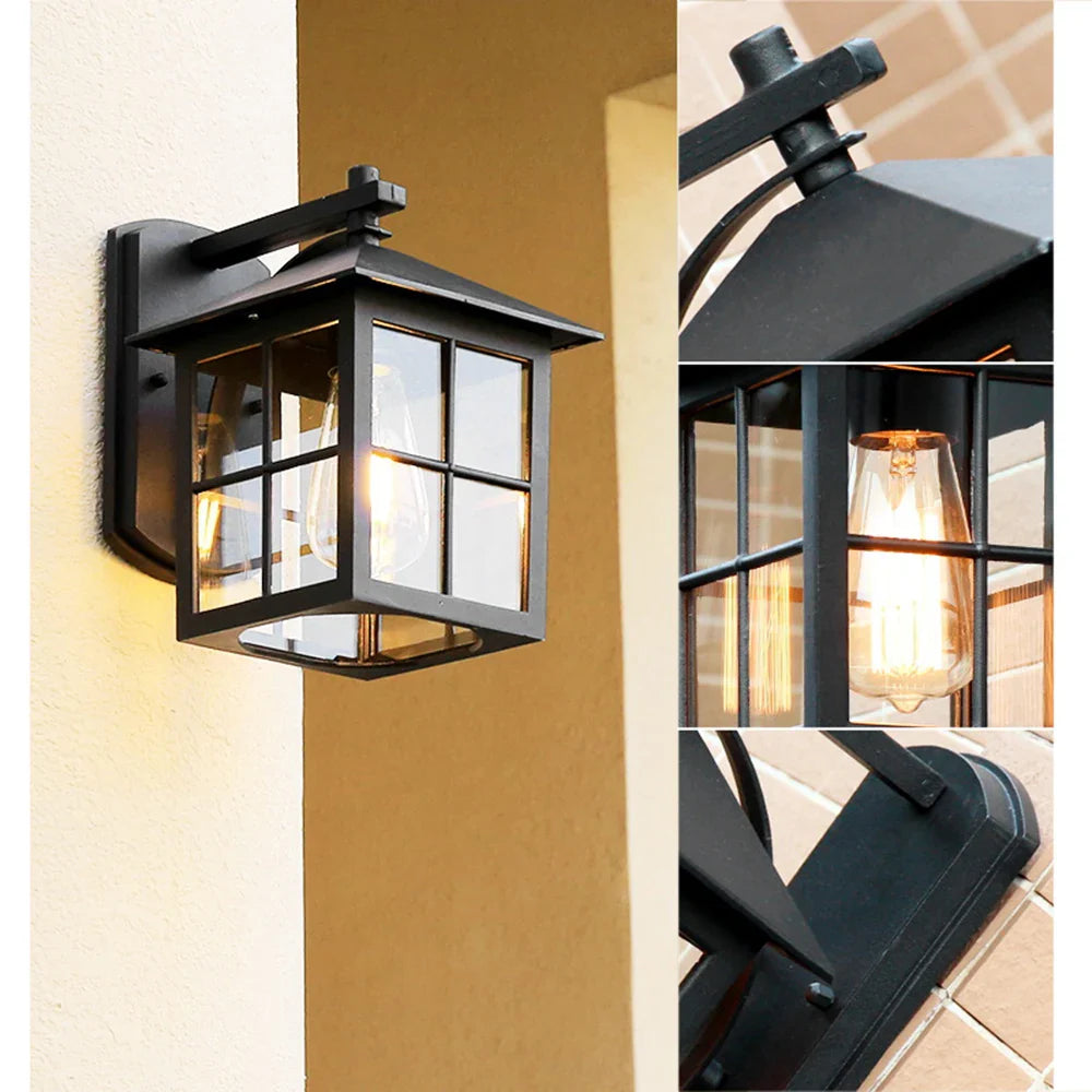 Afralia™ Outdoor Vintage Wall Lamp E27 Sconce Light Fixtures Retro LED Porch Yard Lighting