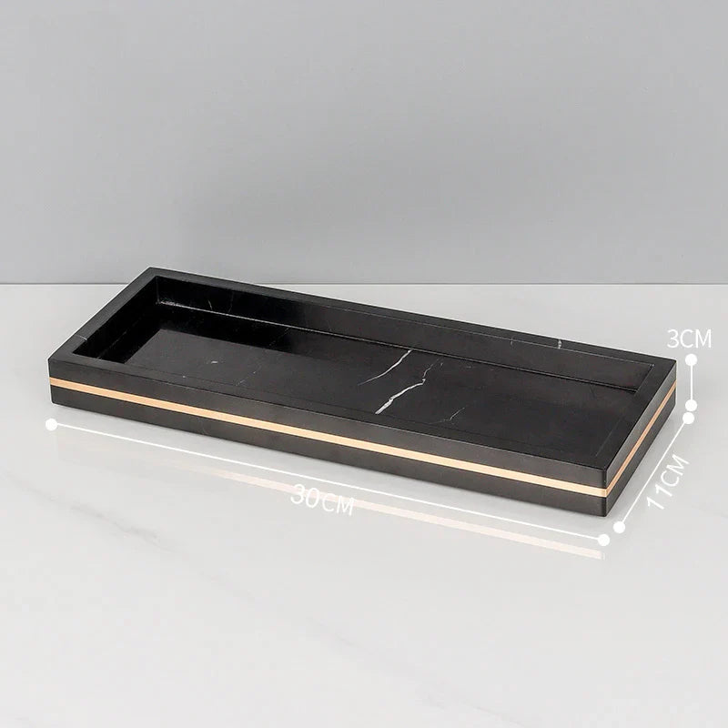 Afralia™ Nero Marquin Marble Bathroom Set with Gold Accents