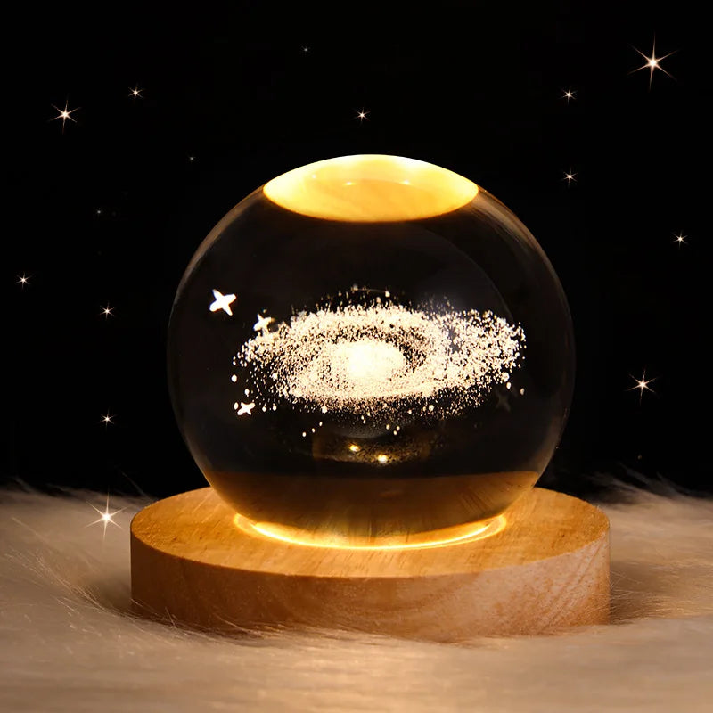 Afralia™ Astronaut Crystal Ball Night Light: USB Powered Warm Bedside Lamp, Perfect Christmas Gift