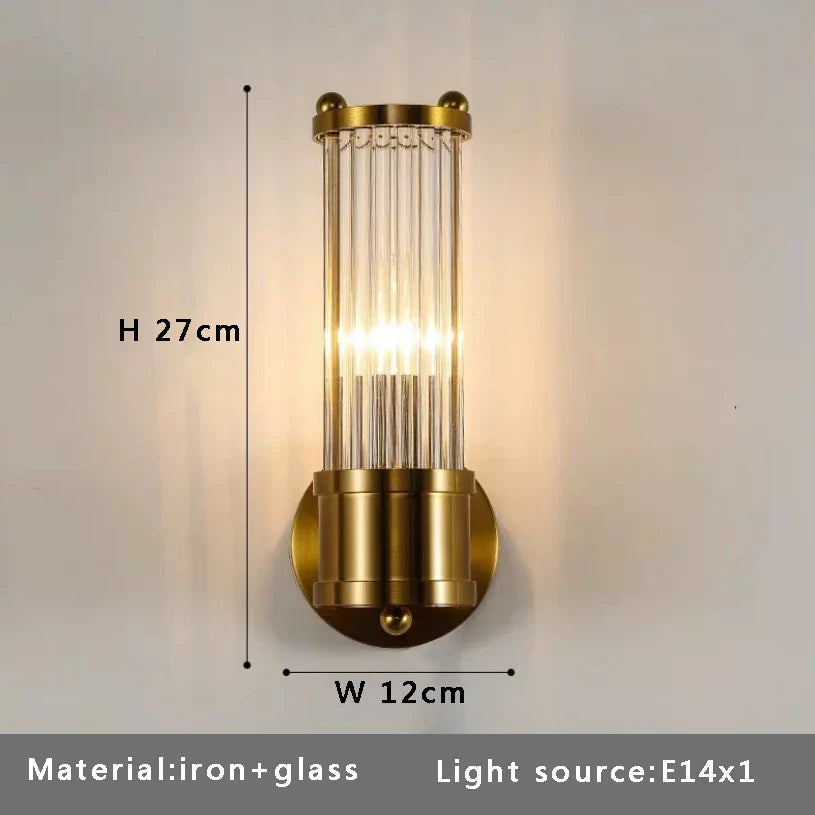Afralia™ Classic Brass Marble Wall Sconce Bedside Light Luxe Background Décor