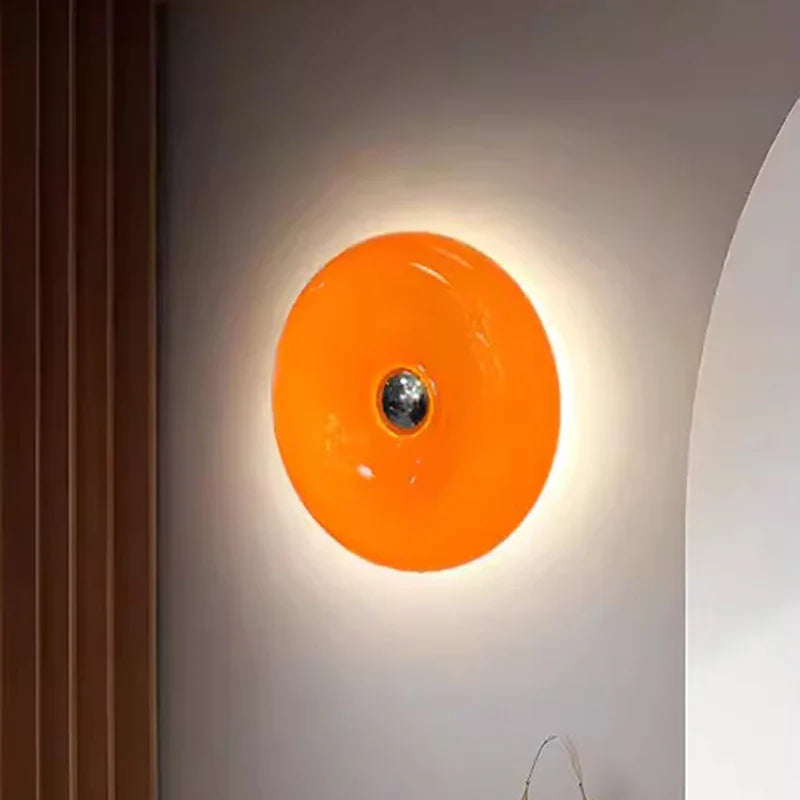 Nordic Glass Wall Lamps Orange White Plug LED Lights by Afralia™