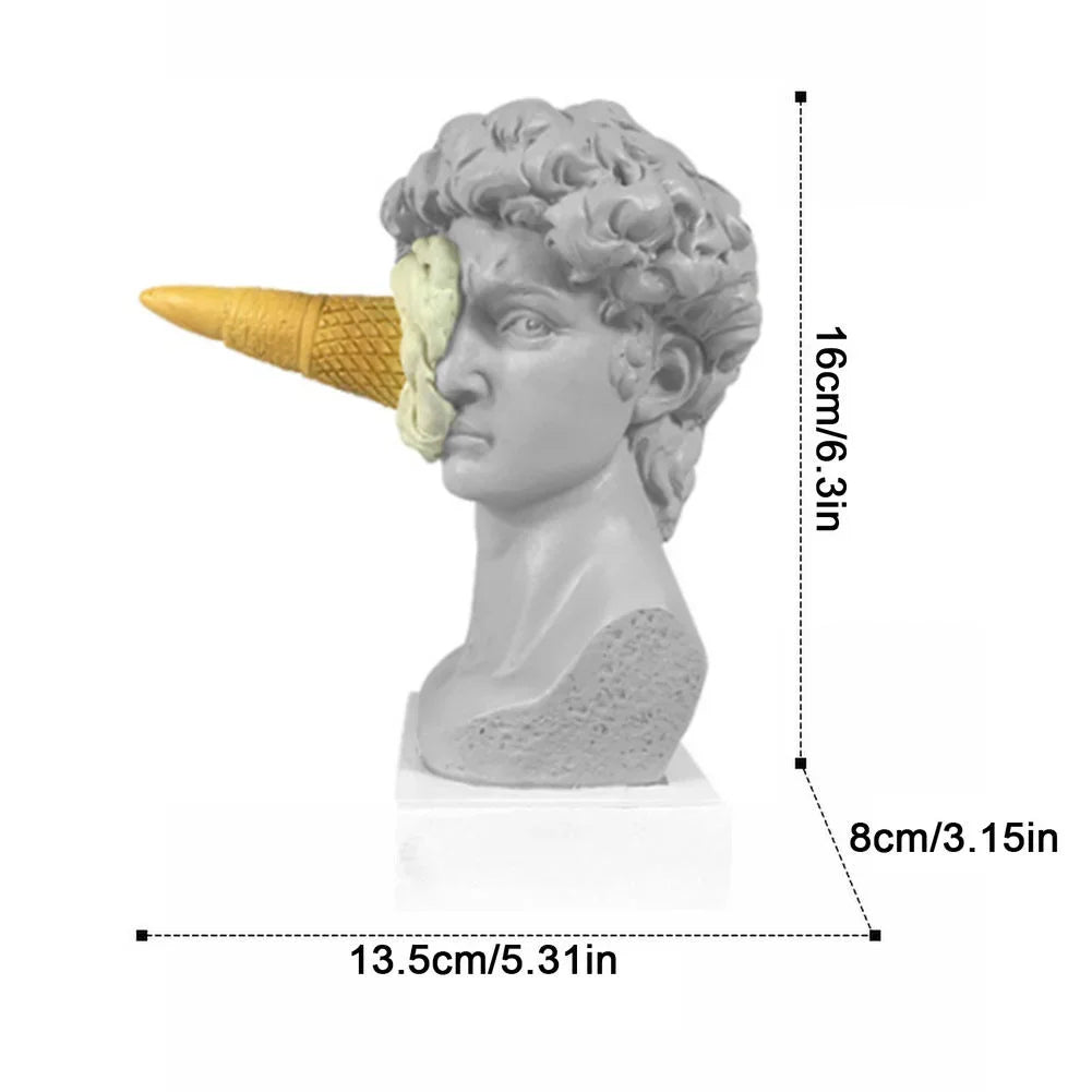 Afralia™ Modern Abstract Resin David Head Bust Sculpture Mini Desktop Ornament