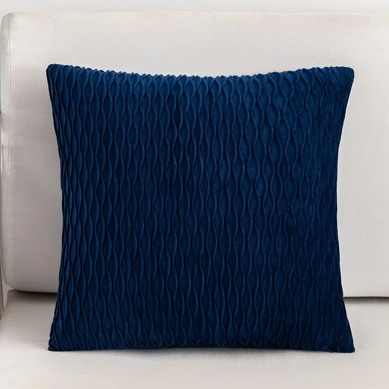 Afralia™ Velvet Striped Pleated Square Pillowcase