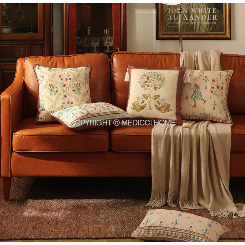 Afralia™ Pastoral Song Vintage Throw Pillow Case, Childish Delight Farmhouse Cushion Cover