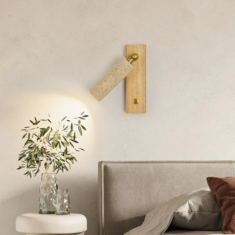 Afralia™ Copper LED Wall Lamp: Modern Nordic Style Mirror Light with Travertine Switch