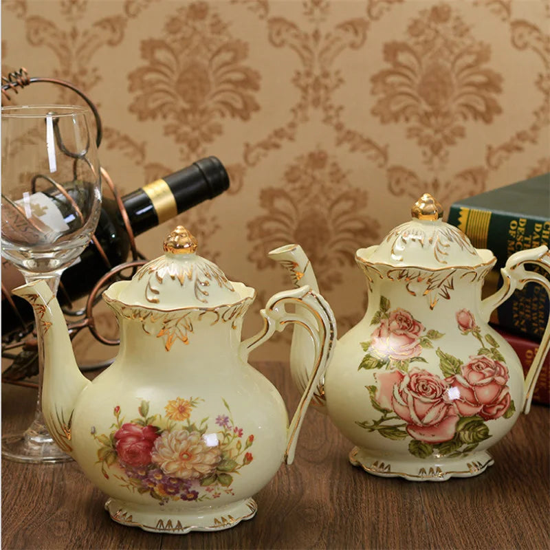 Afralia™ European Ceramic Tea Pot - Large Capacity Porcelain Teapot for Afternoon Tea and Coffee