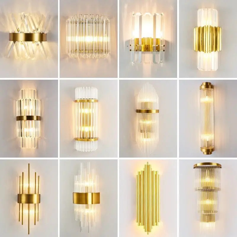 Afralia™ Gold Crystal Wall Lights: Modern LED Sconce for Bedroom, Living Room & Bathroom