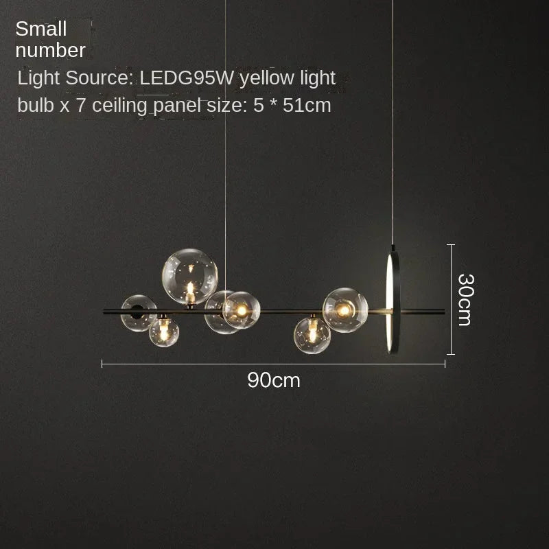 Afralia™ Modern Glass Ball LED Pendant Chandelier for Home Living Room Dining Bedroom