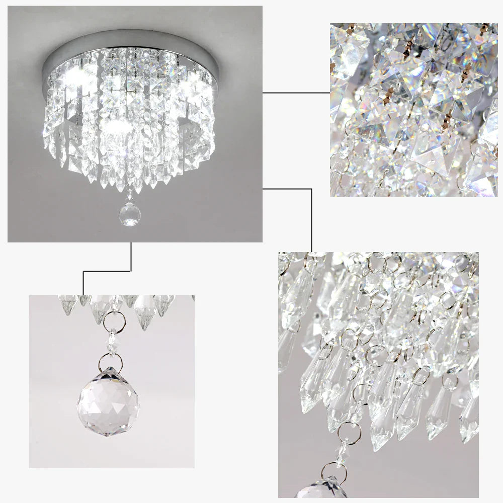 Afralia™ Luxury Crystal Ceiling LED Pendant Chandelier Silver Fixtures for Home Decor