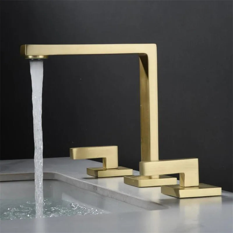 Afralia™ Brushed Gold Waterfall Basin Faucet - Antique Brass Bathroom Sink Faucet