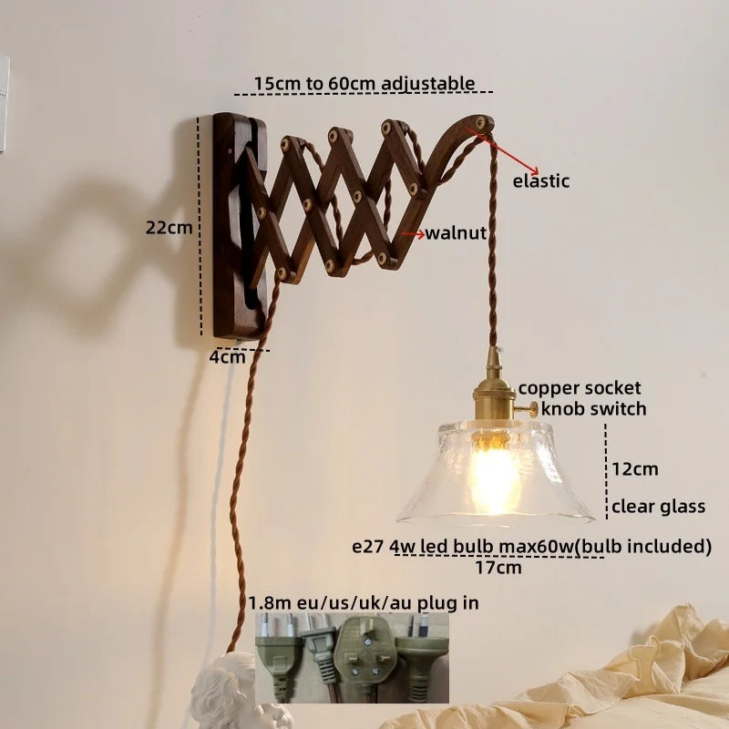 Afralia™ Walnut Copper LED Wall Lights - Modern Bedroom Balcony Living Room Decor
