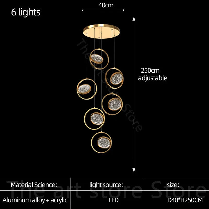Afralia™ Luxury LED Chandelier for Villa, Staircase, Bar, Kitchen, Dining Room, Living Room