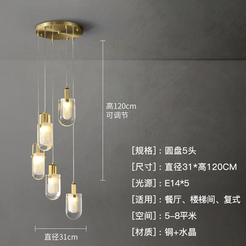 Afralia™ Crystal Loft Chandelier for Staircase, Living Room, and Apartment Luxe Lighting