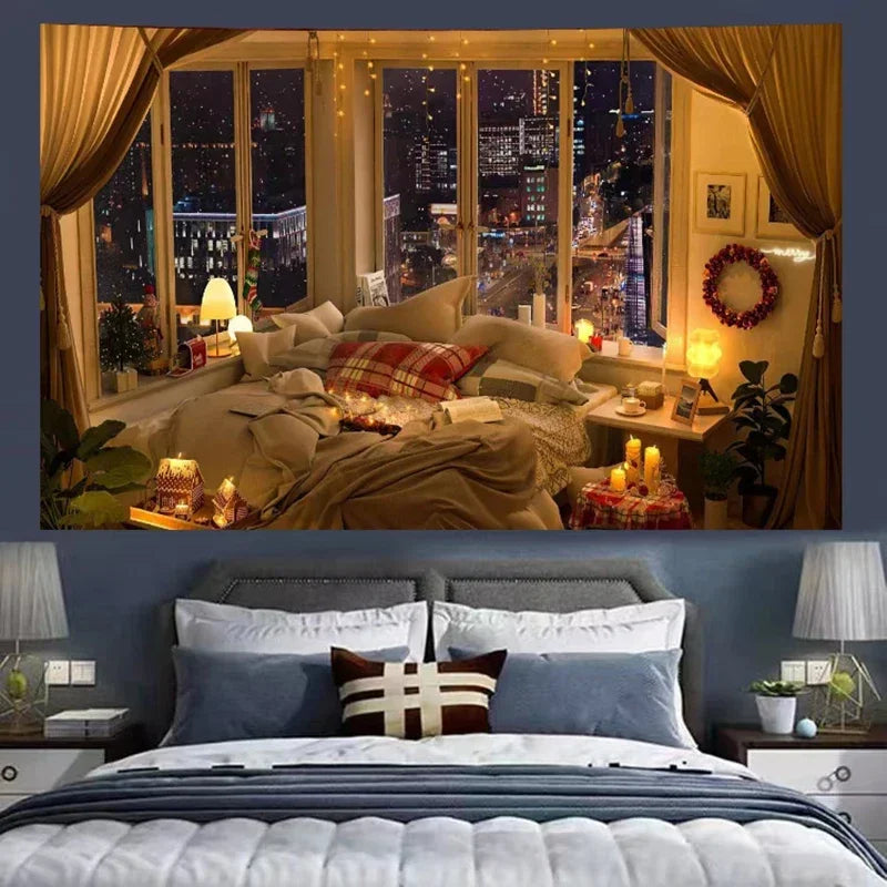 Afralia™ Cozy Retro Cottage Wall Tapestry for Bedroom Decor Room Dorm Hanging Cloth