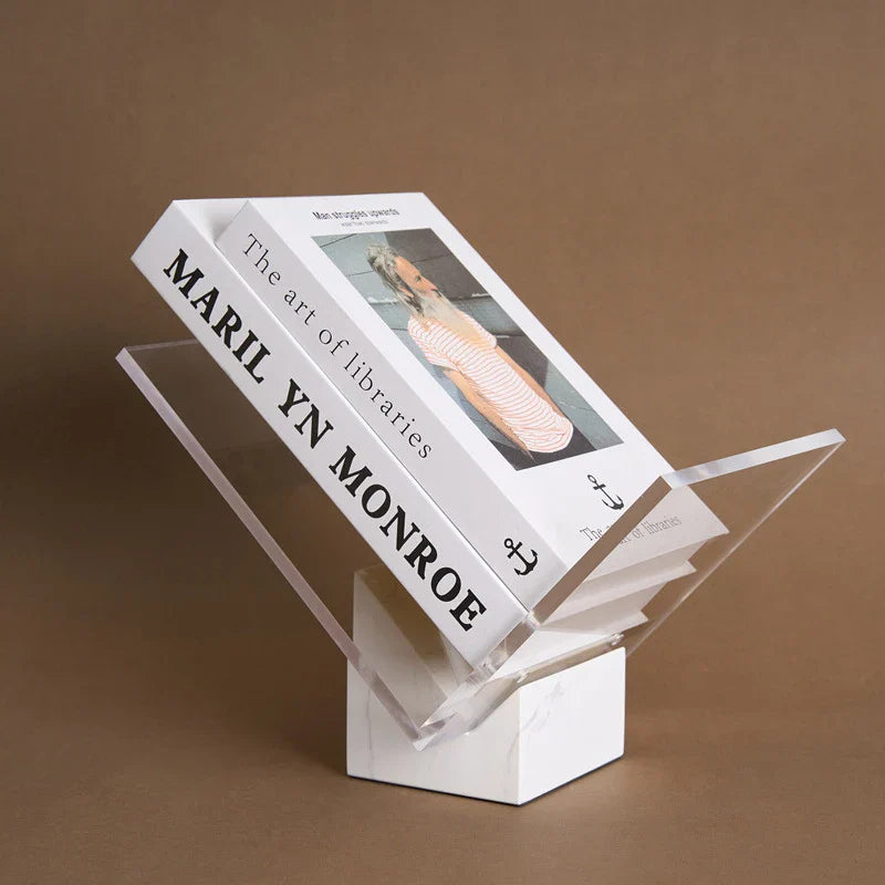 Afralia™ Marble & Acrylic Book Stand: Elegant Display for Books, Magazines, and Textbooks