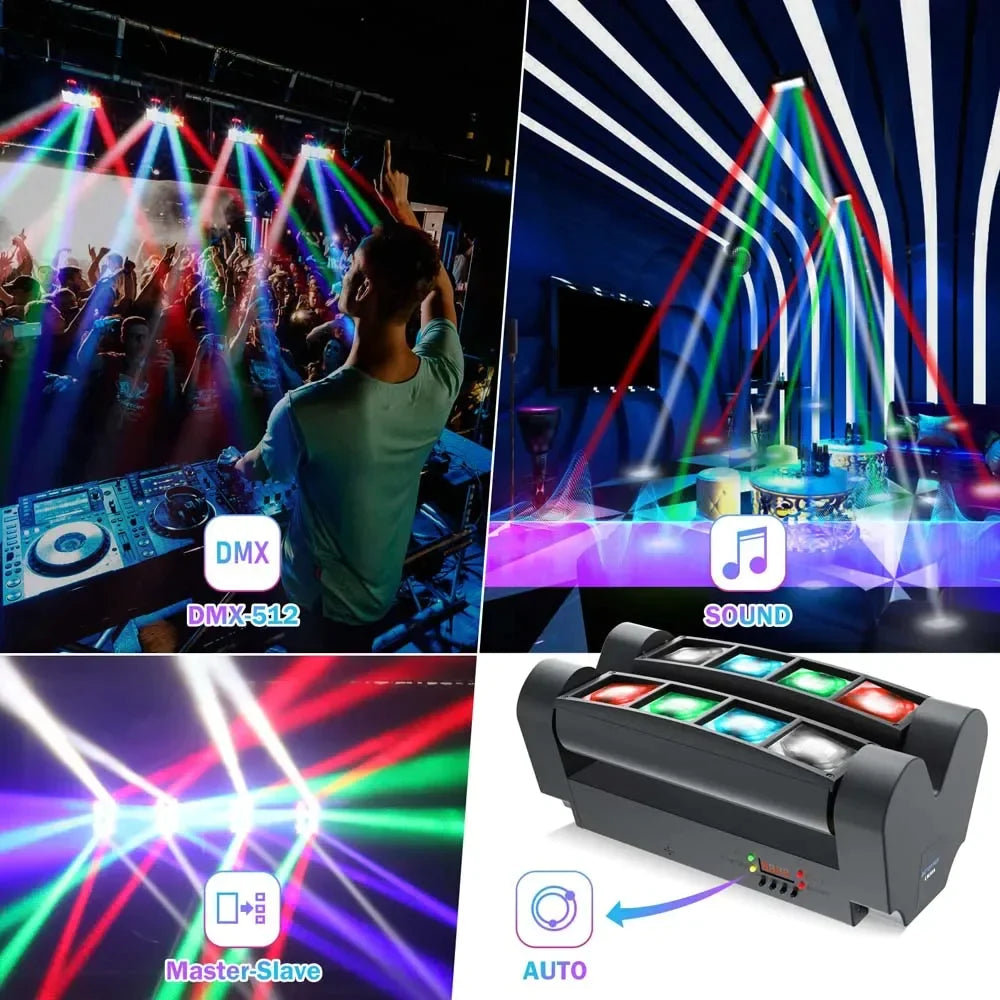 Afralia™ Mini Moving Spider Stage Light RGBW for Bars, Disco Hall, Performance Place