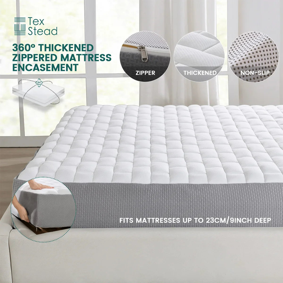 Afralia™ Waterproof Zippered Mattress Protector Encasement for Heavy Duty Protection