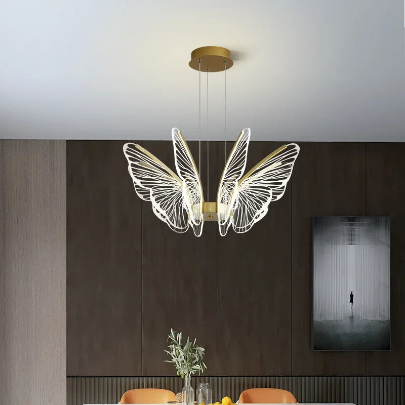 Afralia™ LED Butterfly Ceiling Chandelier - Luxury Pendant Light for Bedroom, Living & Dining Room