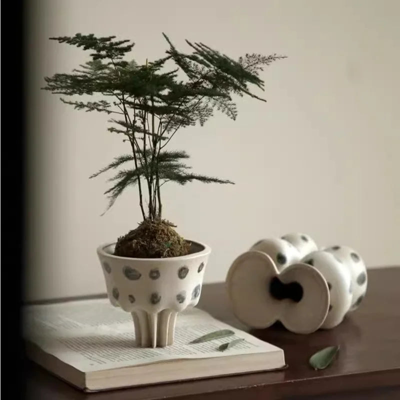 Afralia™ Hand-painted Ceramic Retro Porcelain Vase Flower Pot Home Decoration