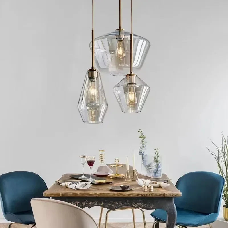 Afralia™ Glass Chandelier: Amber Pendant Lights for Dining, Living Room, Bedroom, Hotel, Cafe