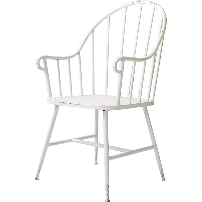 Afralia™ Nordic White Iron Dining Chair: Compact & Sturdy Design for Small Spaces.