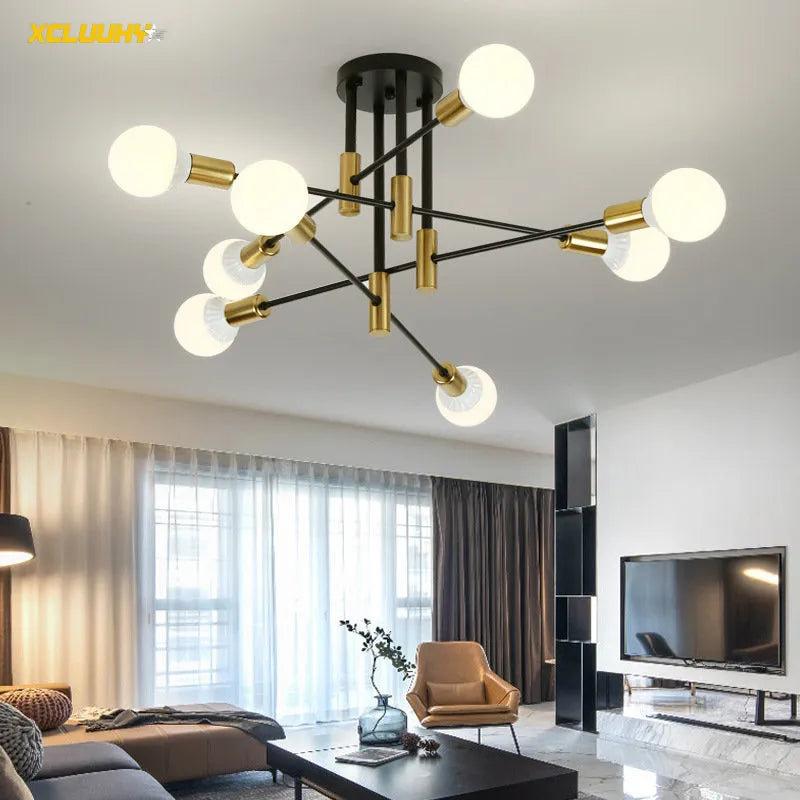 Afralia™ Sputnik Ceiling Lights: Modern Semi Flush Mount LED for Bedroom, Living Room