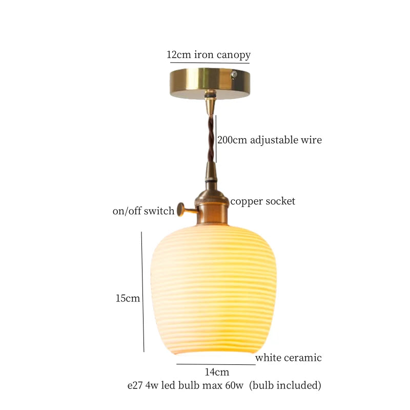 Afralia™ Ceramic LED Pendant Lights for Kitchen Living Room Cafe Bar - Vintage Hanging Lamp