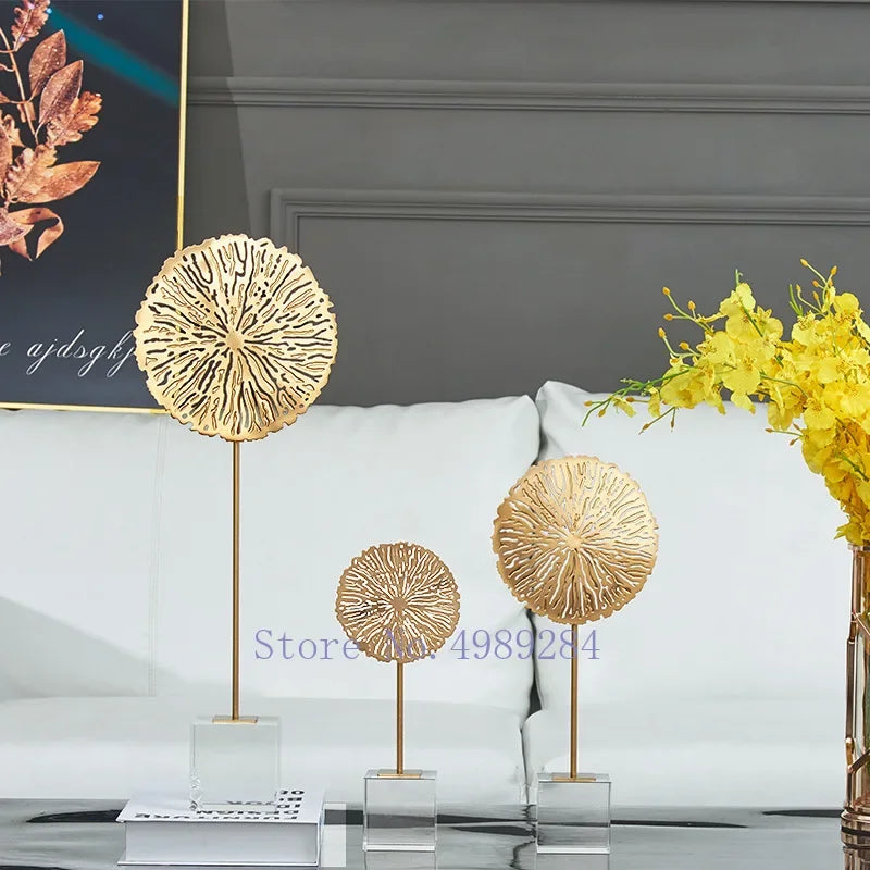 Afralia™ Sunflower Crystal Metal Sculpture Home Decor Figurine