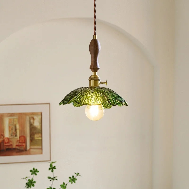 Afralia™ Green Leaf LED Pendant Lamp for Home and Cafe Decor