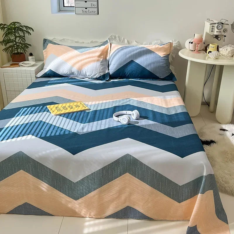 Afralia™ Tropical Plants Print Cotton Double Bed Sheet for Soft & Comfortable Sleep