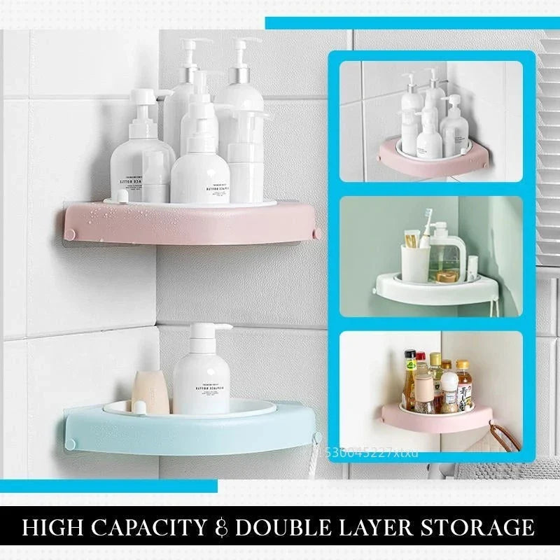 Afralia™ Rotatable Corner Shelf: Wall Mounted Triangle Rack for Bathroom and Kitchen Storage