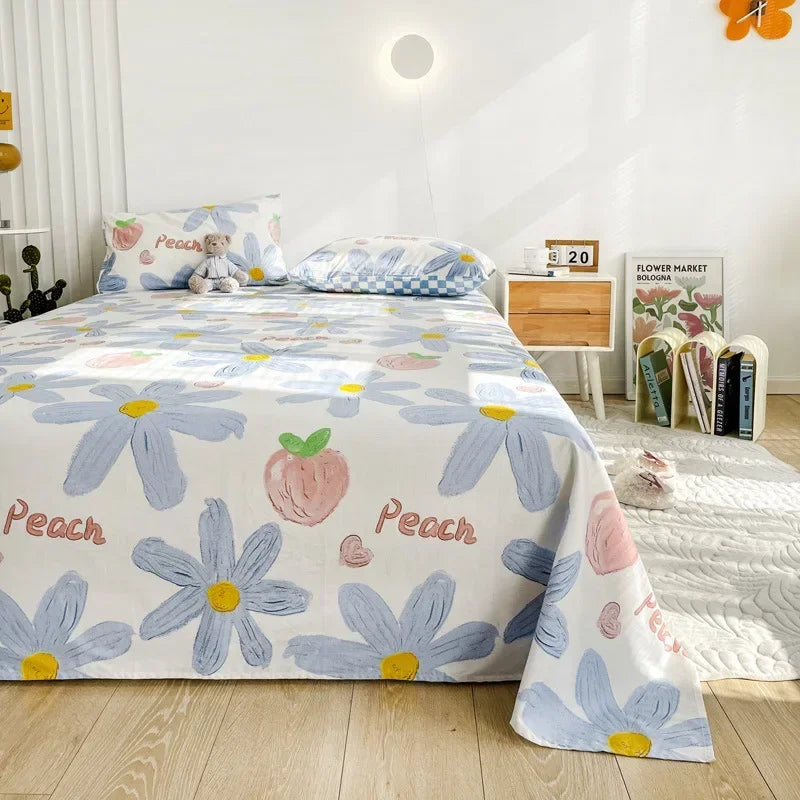 Afralia™ Tropical Plants Print Cotton Double Bed Sheet for Soft & Comfortable Sleep