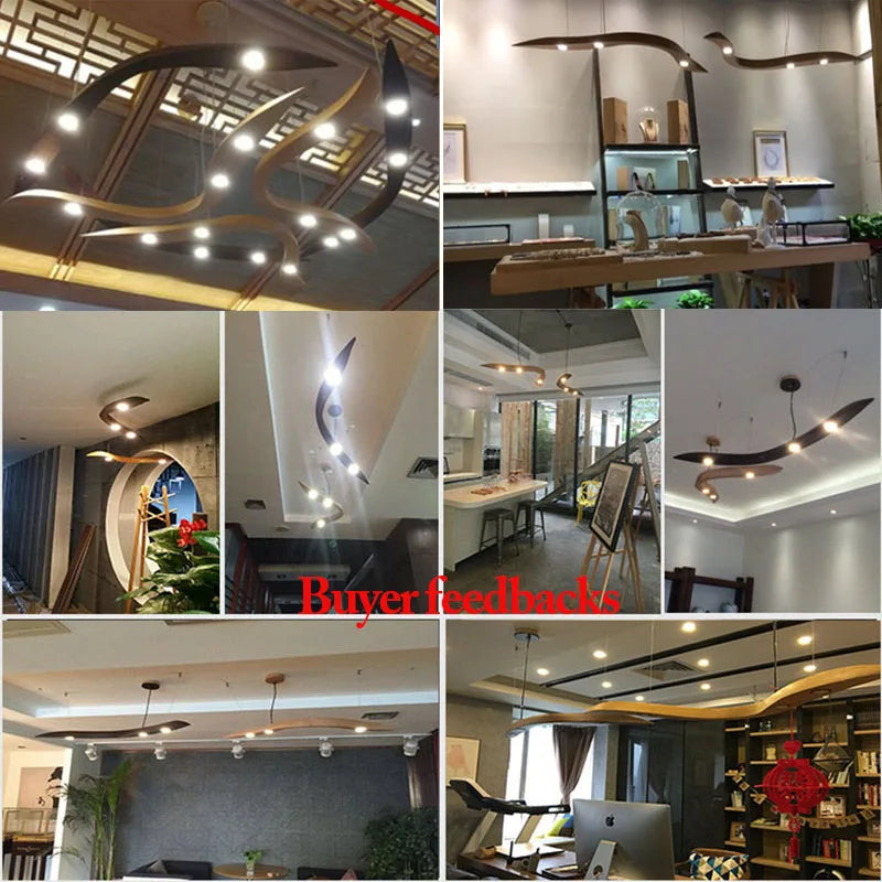 Afralia™ Wooden Pendant LED Hanging Lamps for Modern Living Dining Room Lighting