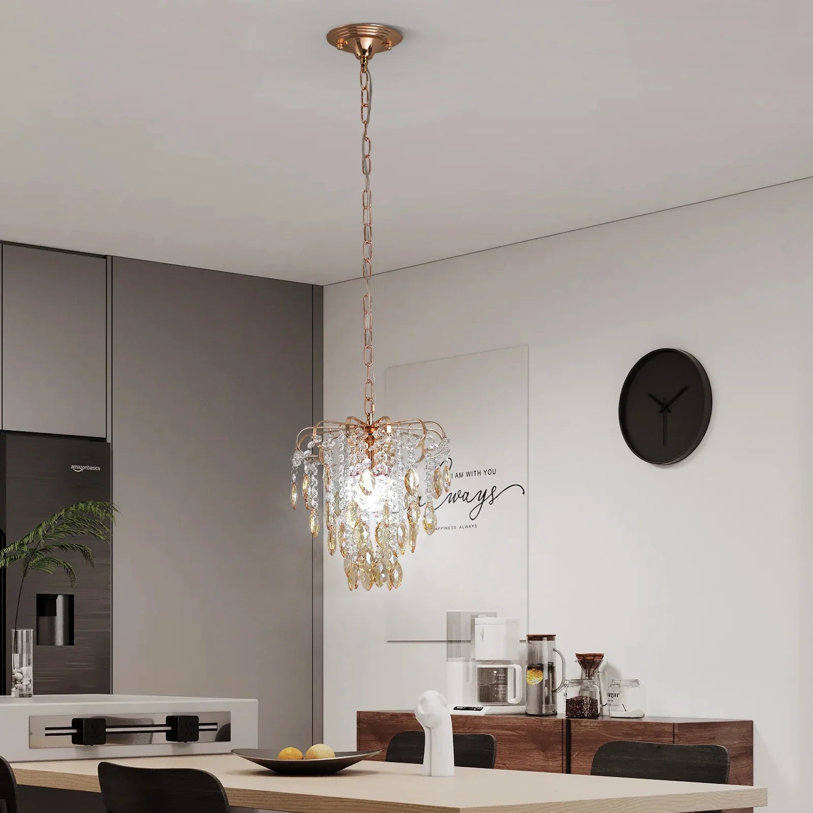 Afralia™ Crystal Led Pendant Light Modern Chandelier Ceiling Lamp for Living Room
