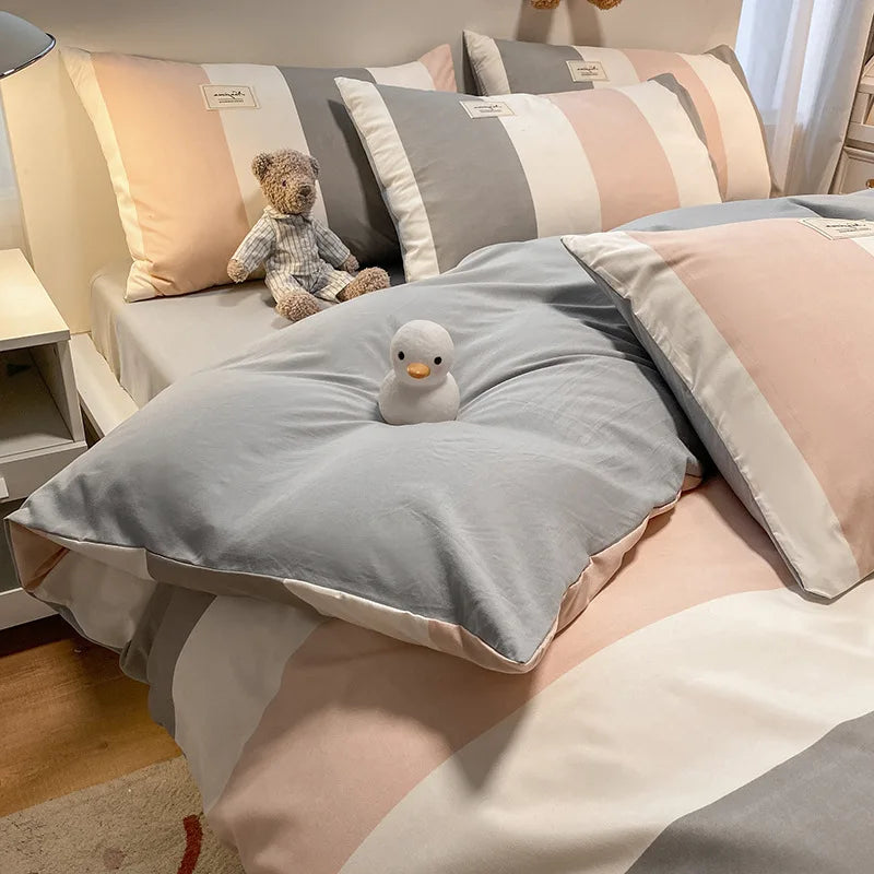 Afralia™ Checkered Print Bedding Set: Fitted Sheet, Duvet Cover, Pillowcase