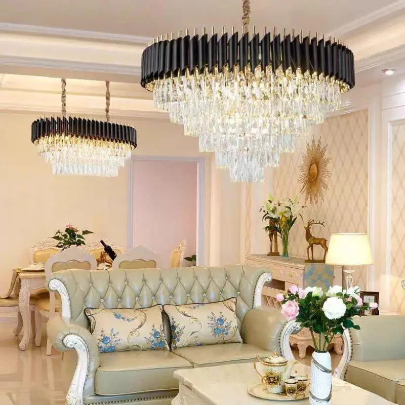 Afralia™ Modern Metal LED Chandelier with K9 Crystal - Luxury Dining Room Pendant Light