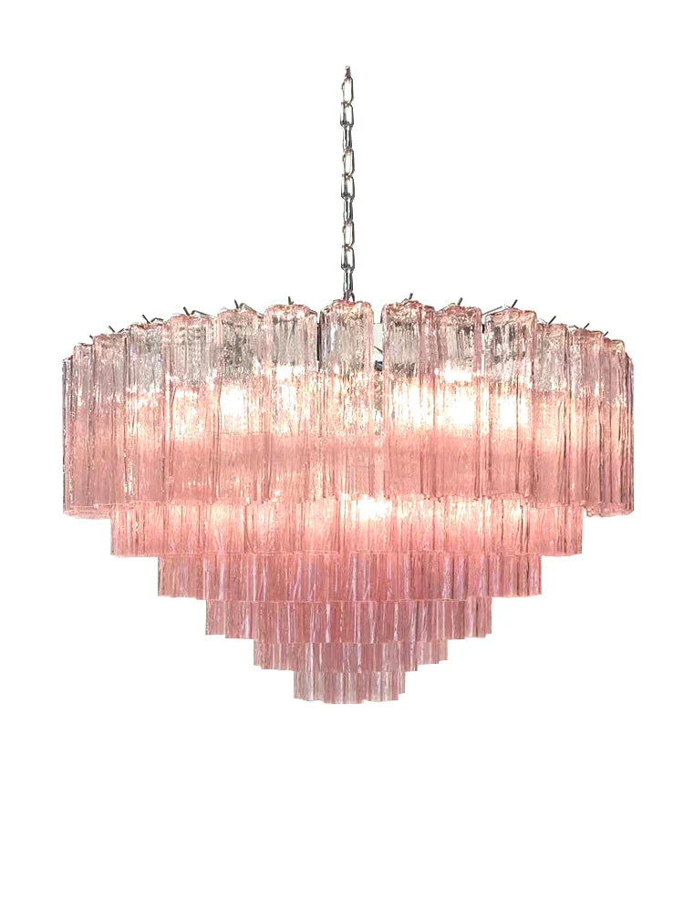 Afralia™ Pink Glass Chandelier LED Light Fixture for Ceiling Living Room Decor
