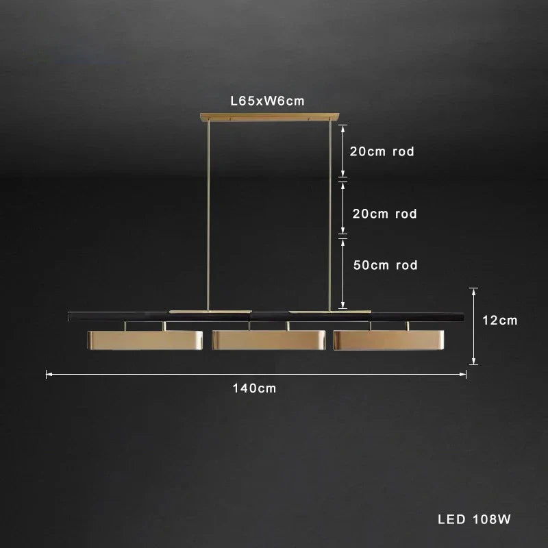 Afralia™ Brushed Gold Stainless Steel Long Pendant Lamp for Dining Room & Bar Decor