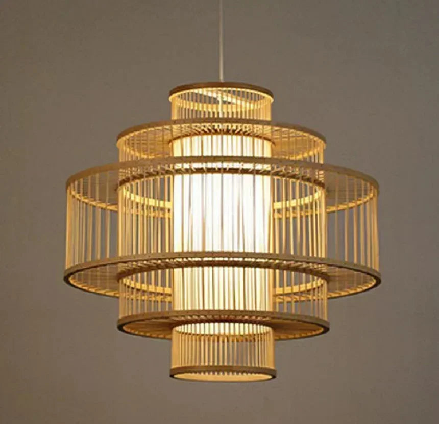 Afralia™ Bamboo Ceiling Chandelier for Home Garden Restaurant Bedroom Study Decoration Lamps