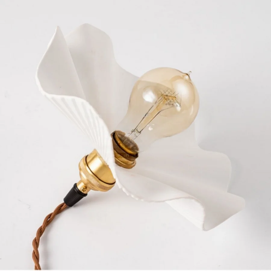 Afralia™ Nordic Modern LED Pendant Lights Living Room Ceramic Flower Hanging Lamp